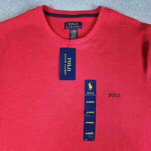 Polo Ralph Lauren Sleepwear Waffle Knit Sweater Mens XL Red Long-Sleeve Pony
